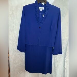 Danny & Nicole 2 piece royal blue dress w/ ruffled jacket size 18